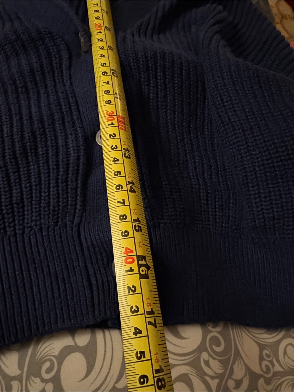 TNA Navy Cropped Button-Front V-Neck Cardigan - Picture 10 of 11